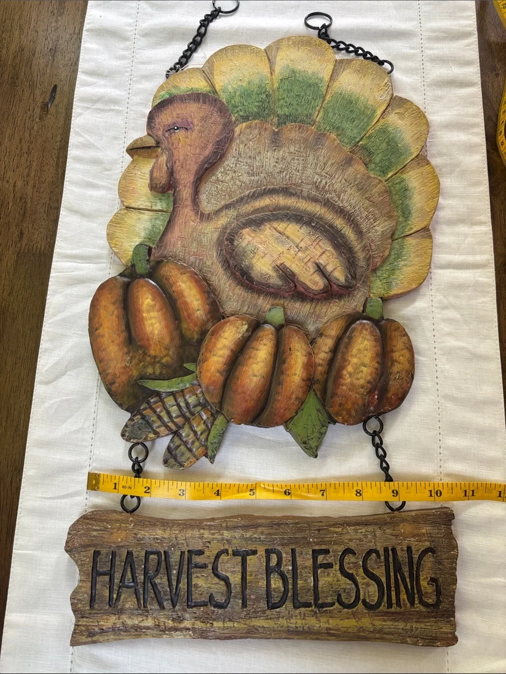 Vintage “Harvest Blessing” Turkey Wall Hanging Sign Fall Rustic Decor